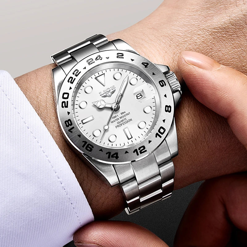 LIGE Steel Authority - Premium Business Waterproof Date Watch