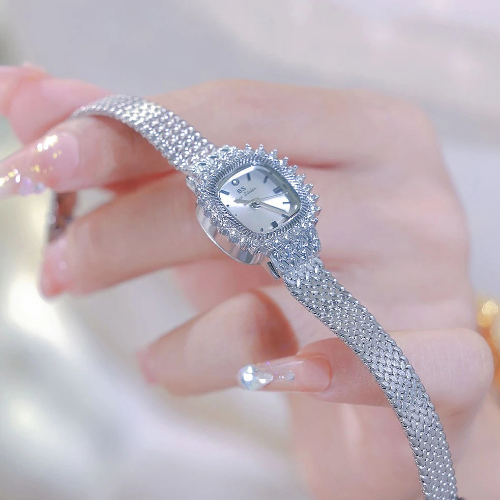 Fashion Brand Luxury Womens Watch With Rhinestones Golden Mesh Diamond Watches Small Ladies Watch For Women Relogios Feminino