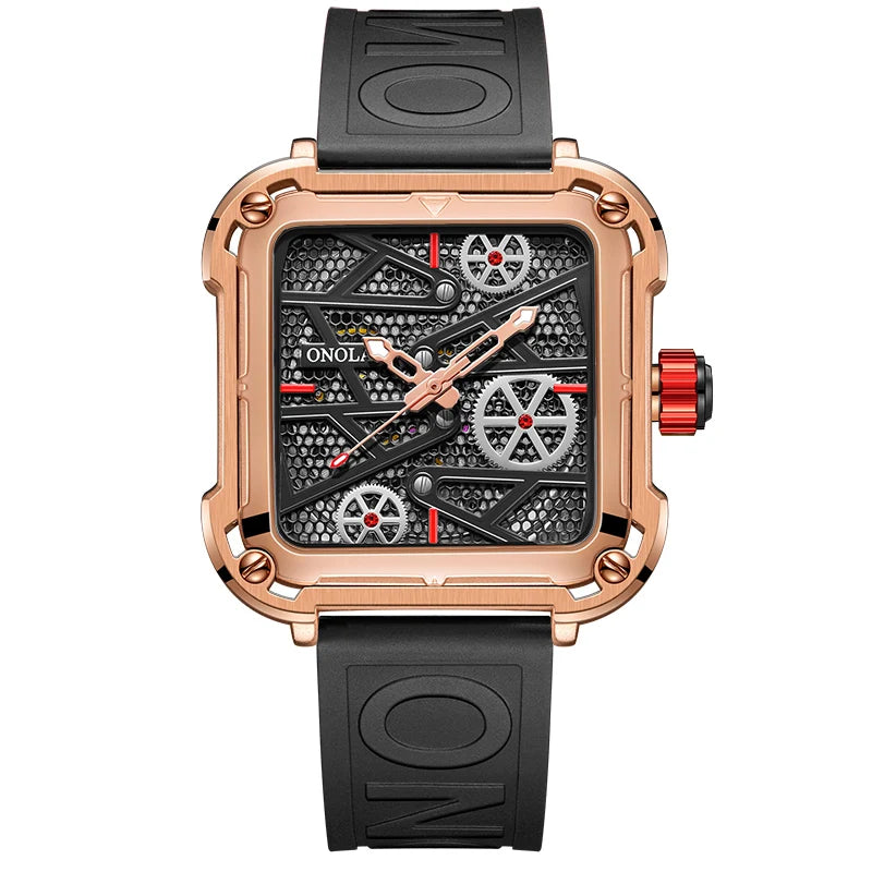 ONOLAWatch Men Skeleton Automatic Mechanical Watch Gold Skeleton Vintage Man Watch Mens Watches Top Brand Luxury часы мужские