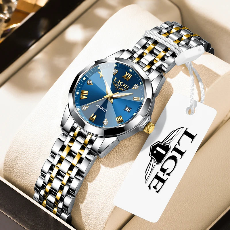 LIGE Top Luxury Elegant Women Watch Fashion Ladies Watch Waterproof Luminous Quartz Wristwatch Reloj Mujer Girlfriend Gifts+Box