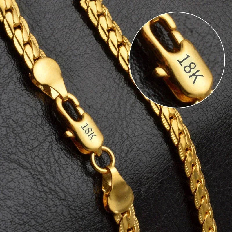 18K Gold Full Sideways Chain Necklace