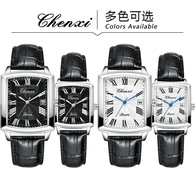 CHENXI 079A Couple Square Dial Watch