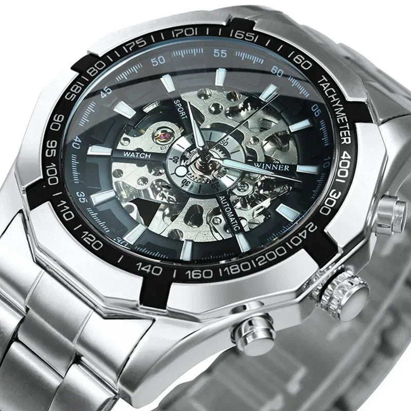 Winner Men Skeleton Automatic Mechanical Skeleton Top Brand Luxury Wristwatch