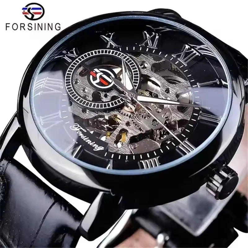 Manual Mechanical Watch - 3D Hollow Golden Dial