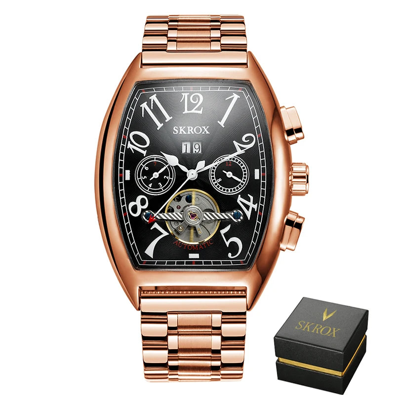 Original Tonneau Tourbillon Automatic Movement Man Watch Mechanical Male Wrist Watches Vintage Luxury Brands Clockwork