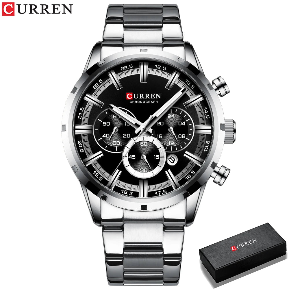 CURREN Men's Blue Dial Watch - Waterproof Stainless Steel Luxury Business Timepiece
