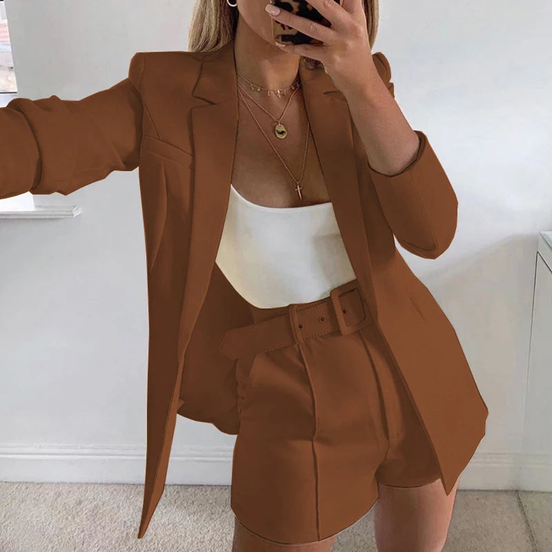 Suit Coat Women's Spring 2023 Women's Fashion Set Cross border Small Suit Belt in Europe and America
