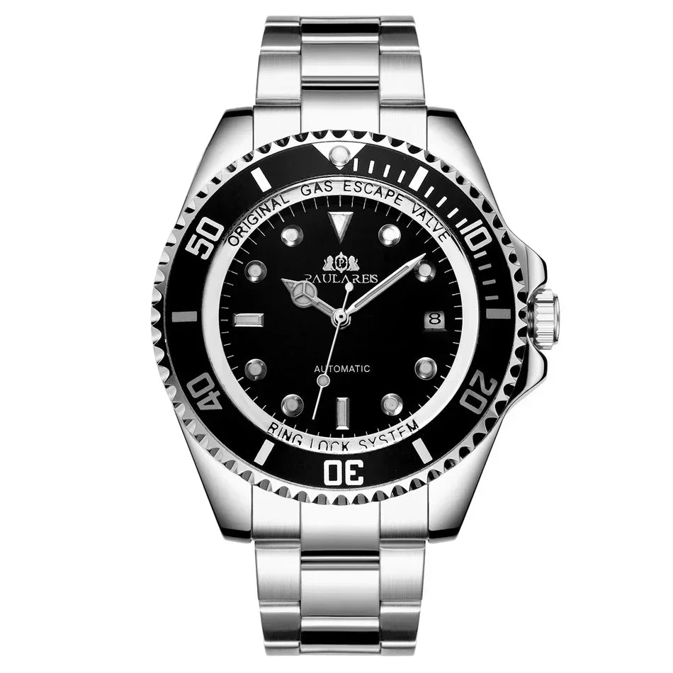 Automatic Watches for Men Mechanical Self Wind Movement Stainless Steel Gold Gradient Black Blue Date Reloj Hombre Baratos