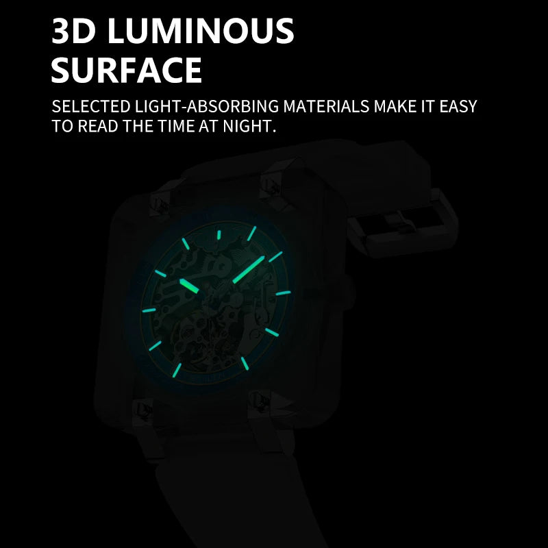 New Skeleton Men Pagani Design Automatic Watch Square Mechanical Watches for Mens Tourbilon Waterproof Wristwatches Reloj Hombre