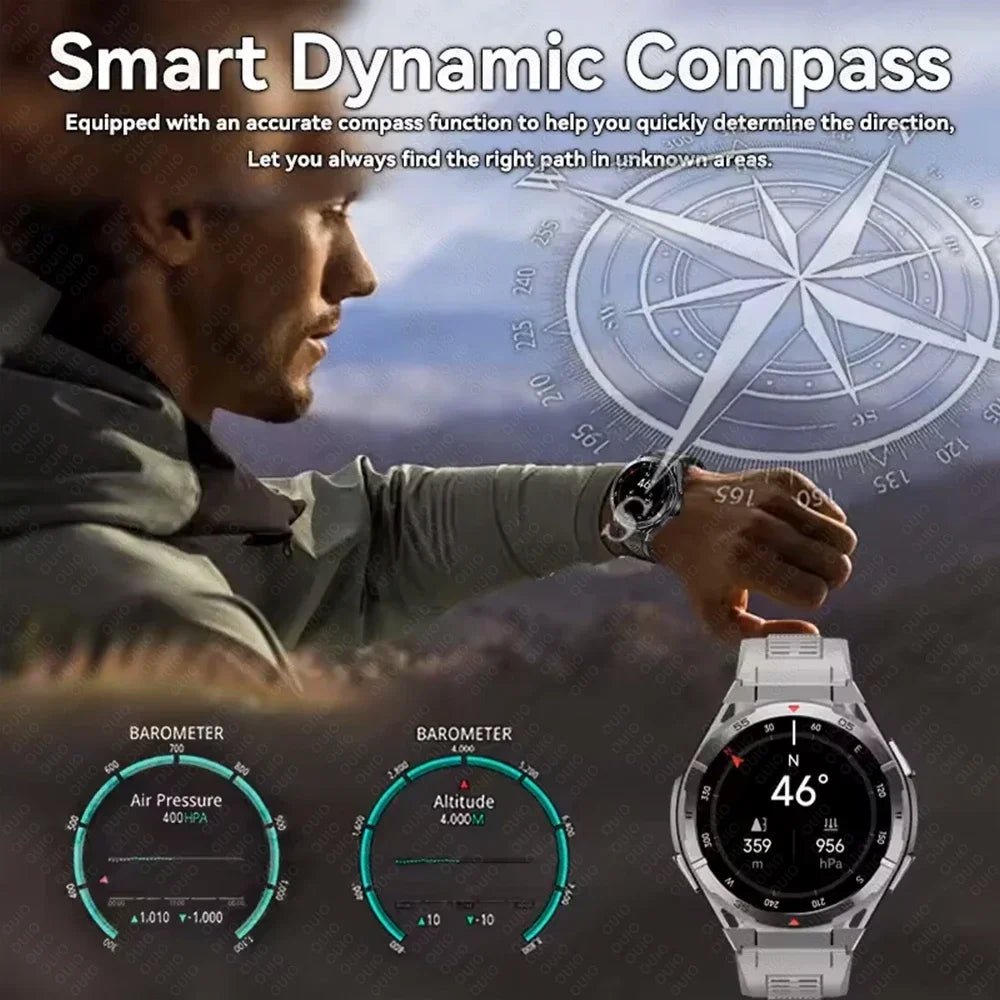 2025 New GPS Dual-Band satellite SmartWatch Men 1.43'' AMOLED Screen Compass Heart Rate BT Call IP69 10ATM Waterproof SmartWatch