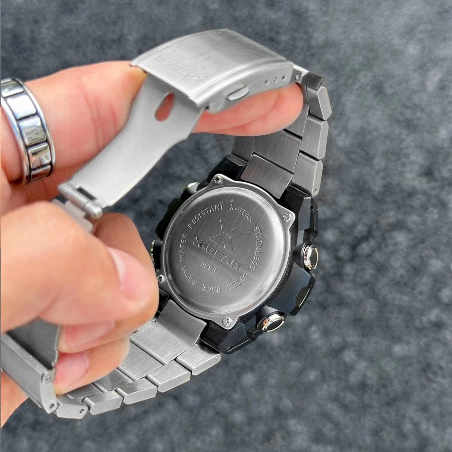 Men's Solar Energy Watch Endurance Light Kinetic Energy with Timer Alarm Clock Rotating Windmill Stainless Steel Watch Strap