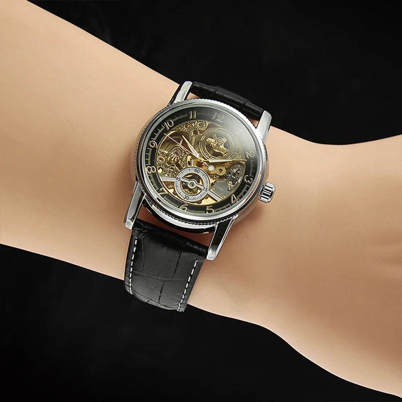2025 Designer Luxury FORSINING Classic Mechanical Skeleton Man Watches Automatic Movement  Clock Waterproof Leather Wristwatch