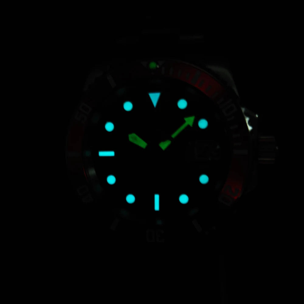 Gradient Red Dial Luminous Dress Automatic Mechanical Sapphire 40mm No Logo NH35 Men's Watch Automatic