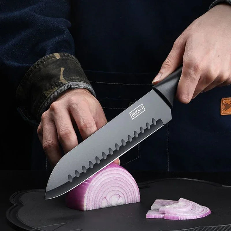 PLYS Sharp Black Steel Kitchen Knife Set Stainless Steel Fruit Knife Household Knife Multifunctional Chef Knife