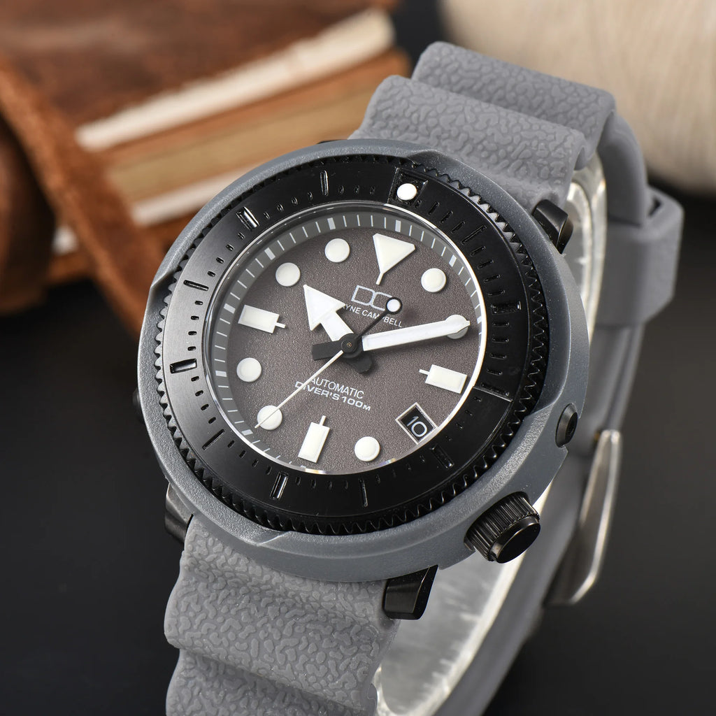 Automatic mechanical watch NH35 with waterproof sapphire glass and rubber strap - trendy, individual and fashionable wristwatch