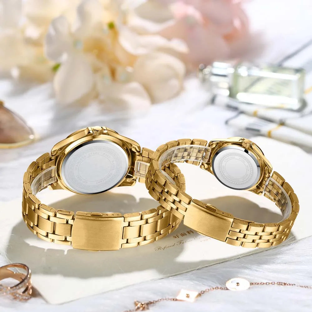 Golden Harmony - Luxury Diamond-Accented Couple's Watch Set