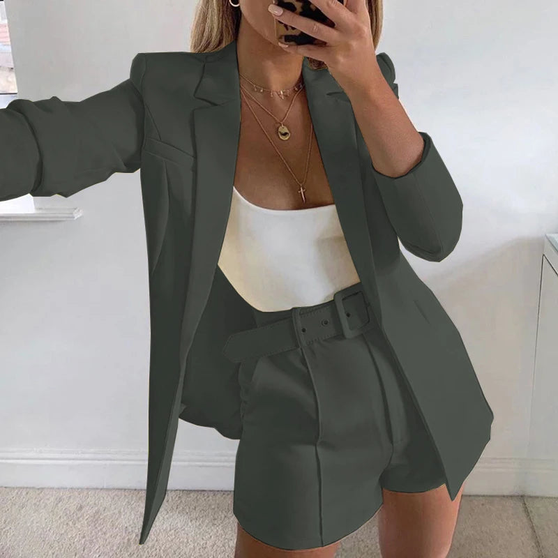 Suit Coat Women's Spring 2023 Women's Fashion Set Cross border Small Suit Belt in Europe and America