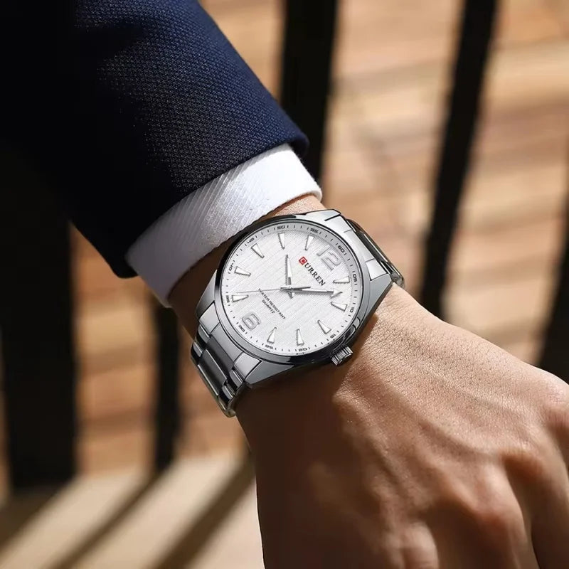 CURREN 8434 Men's Luxury Watch - Luminous Hands Stainless Steel Business