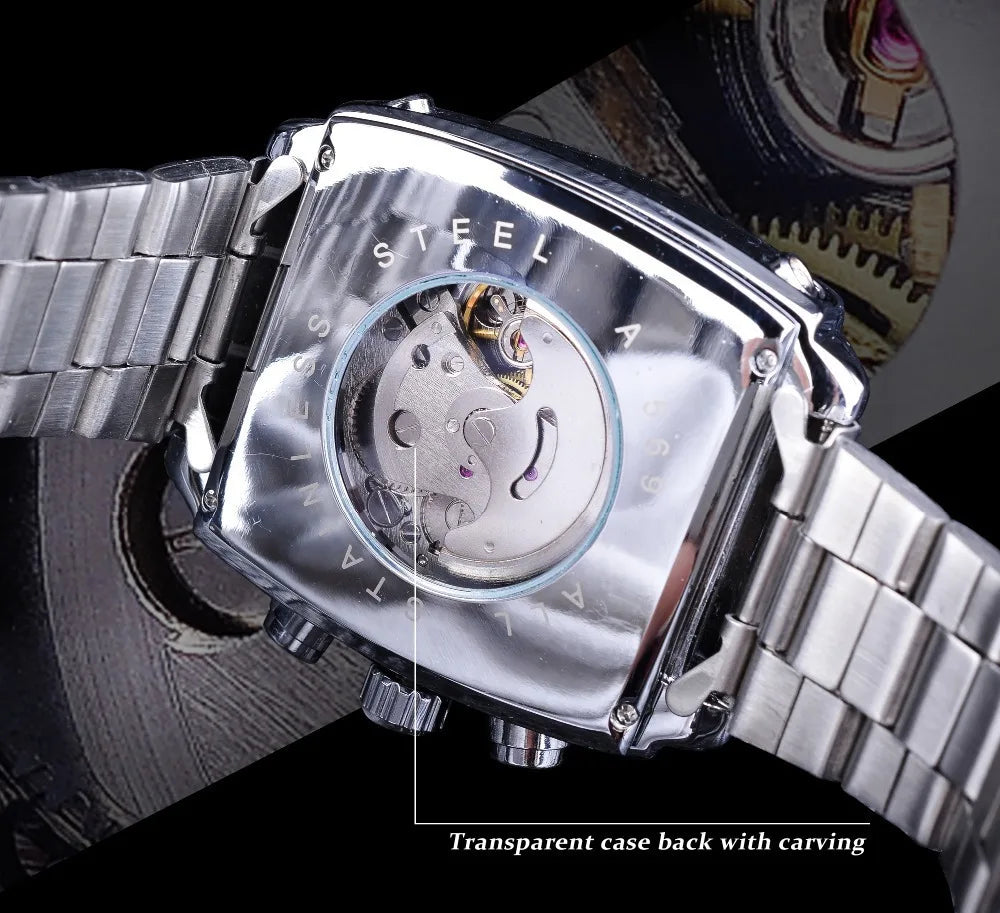 Jaragar Architect 569 - Retro Square Automatic Watch with Calendar Display