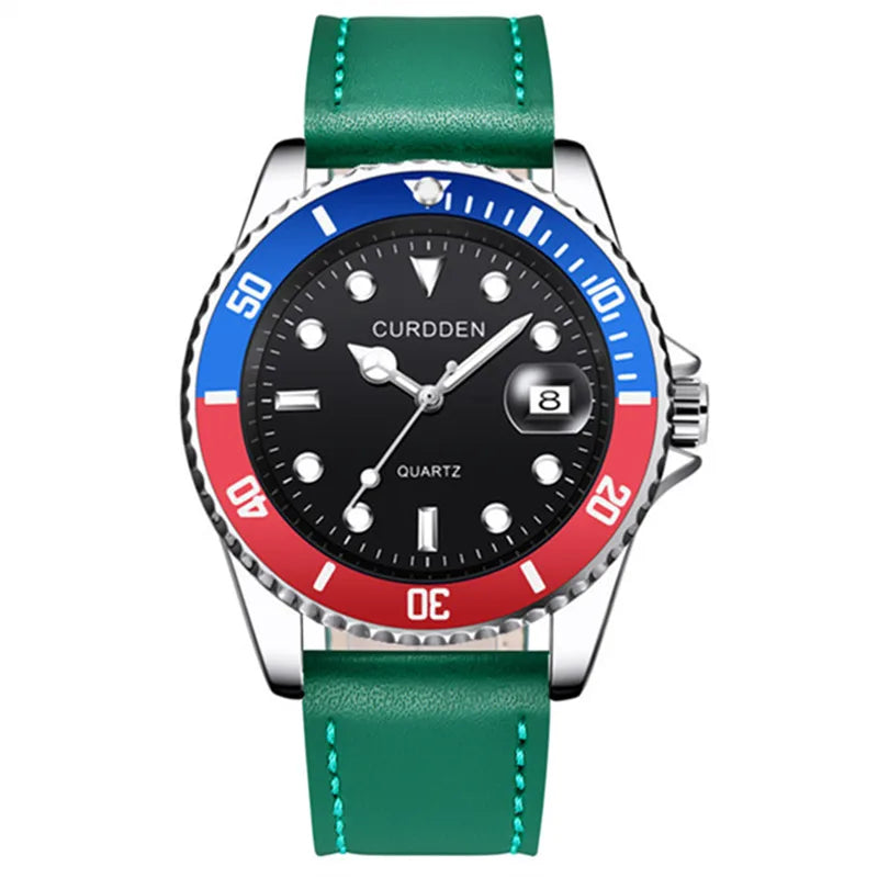 CURDDEN Men's Automatic Mechanical Watch - Vintage Black Leather Luxury Timepiece