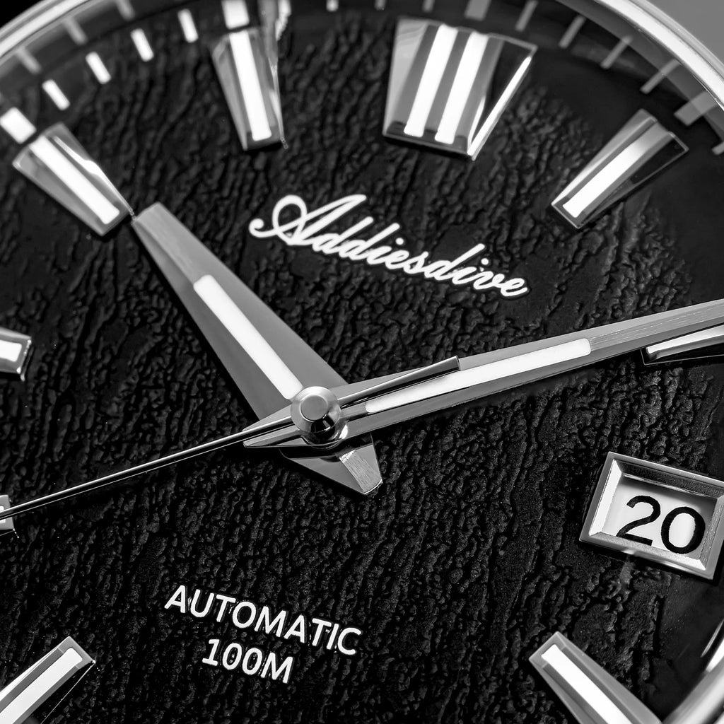 ADDIESDIVE AD2075 Men Watch 39mm Fashion Bark Texture Dial Dress Sapphire Automatic Mechanical Watches Waterproof Luminous reloj