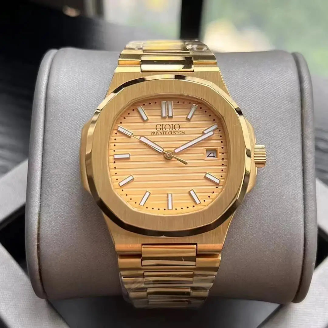 Luxury New Elegant Mens Automatic Mechanical Watch 5711 Simple 904L Stainless Steel Calendar Silver Yellow Gold Blue Green