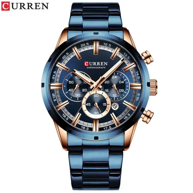 CURREN Men's Blue Dial Watch - Waterproof Stainless Steel Luxury Business Timepiece
