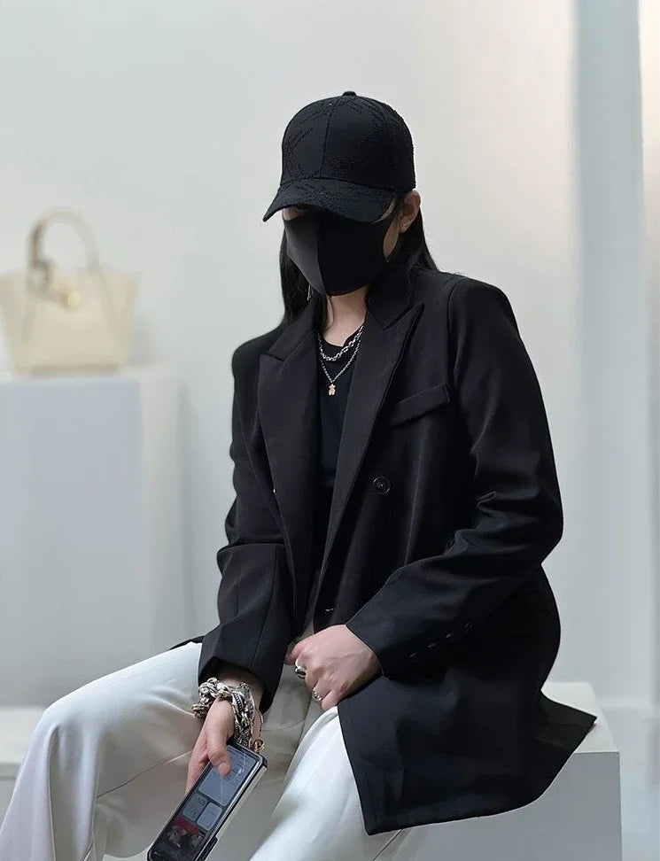 Clothes Jacket Brown Over Coats for Women Black Blazer Woman Dress Outerwears Loose Long Solid on Promotion Sale 2024 Autumn New