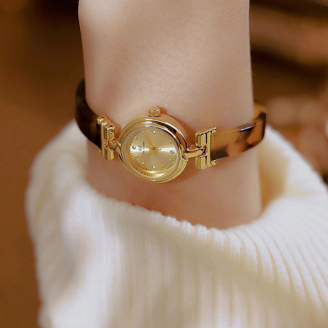 Luxury Brand Woman Vintage Watch Dress Clock Amber Resin Bracelet Chain Watch Gifts For Women
