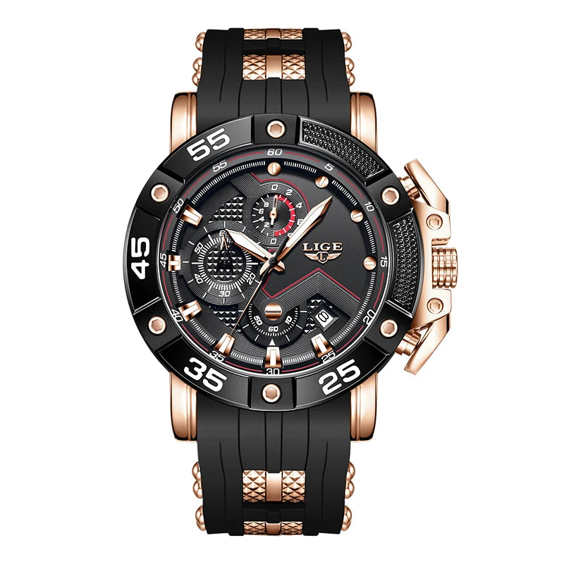 LIGE Titan Force - Big Dial Silicone Military Sport Chronograph