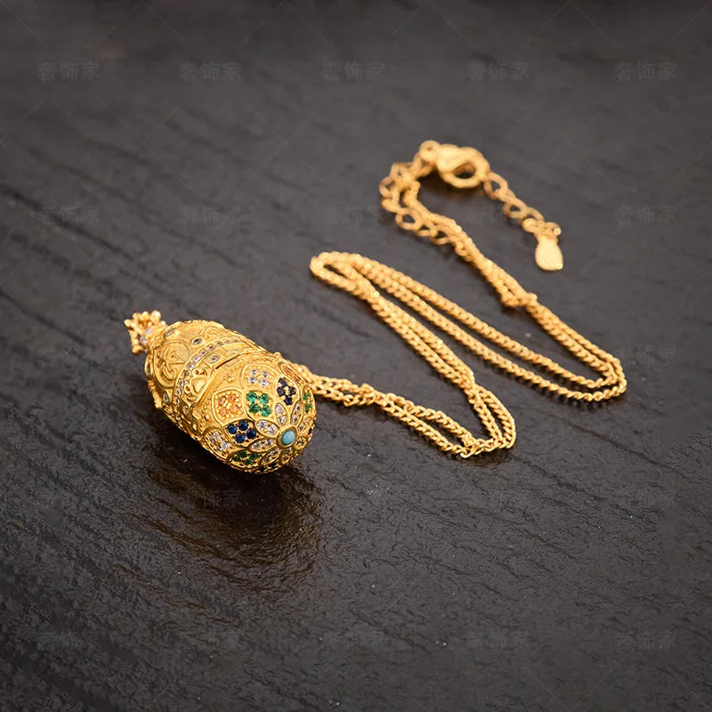 24K Gold Flowers Blooming Buddha Gawu Box Pendant