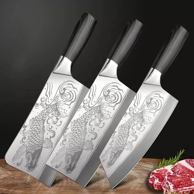 PLYS Stainless Steel Chef Specialized Knives,Kitchen Knife Set, Household Sharp Slicing Meat Chopper Boning Knife