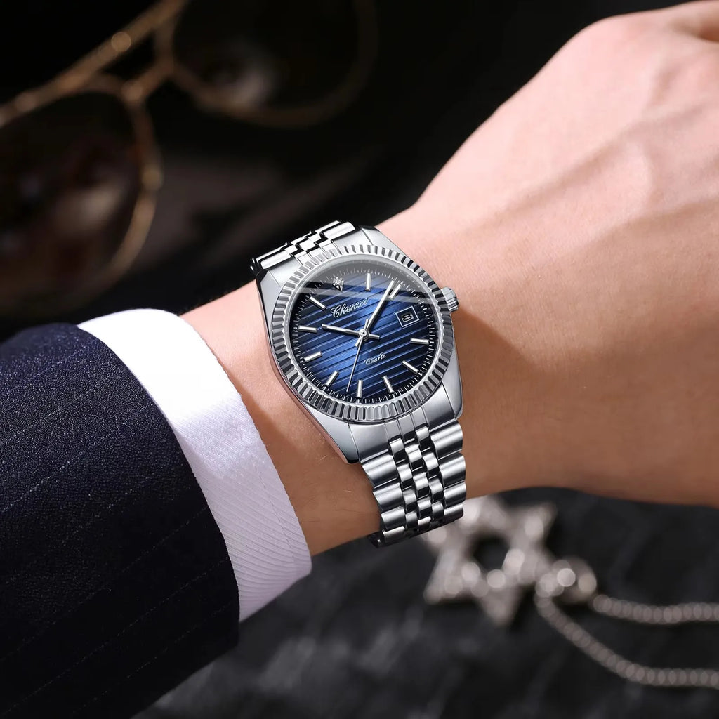 Luminous Date Watch - Waterproof Luxury Stainless Steel Casual Quartz