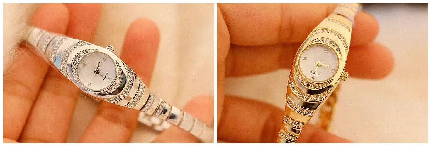 Ladies Quartz Wrist Watches Dress Watch Women Crystal Diamond Watches Gold Silver Clock Women Montre Femme