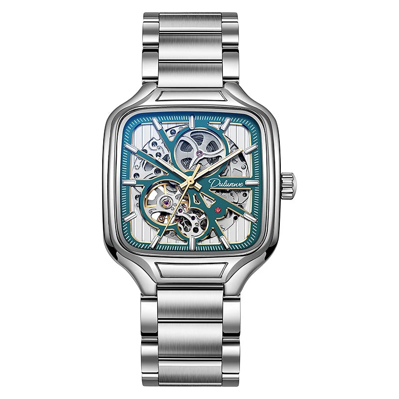 Skeleton Watch Men Fashion Stainless Steel High Quality Square Dial Luminous Automatic Mechanical Watches Relogios Masculino