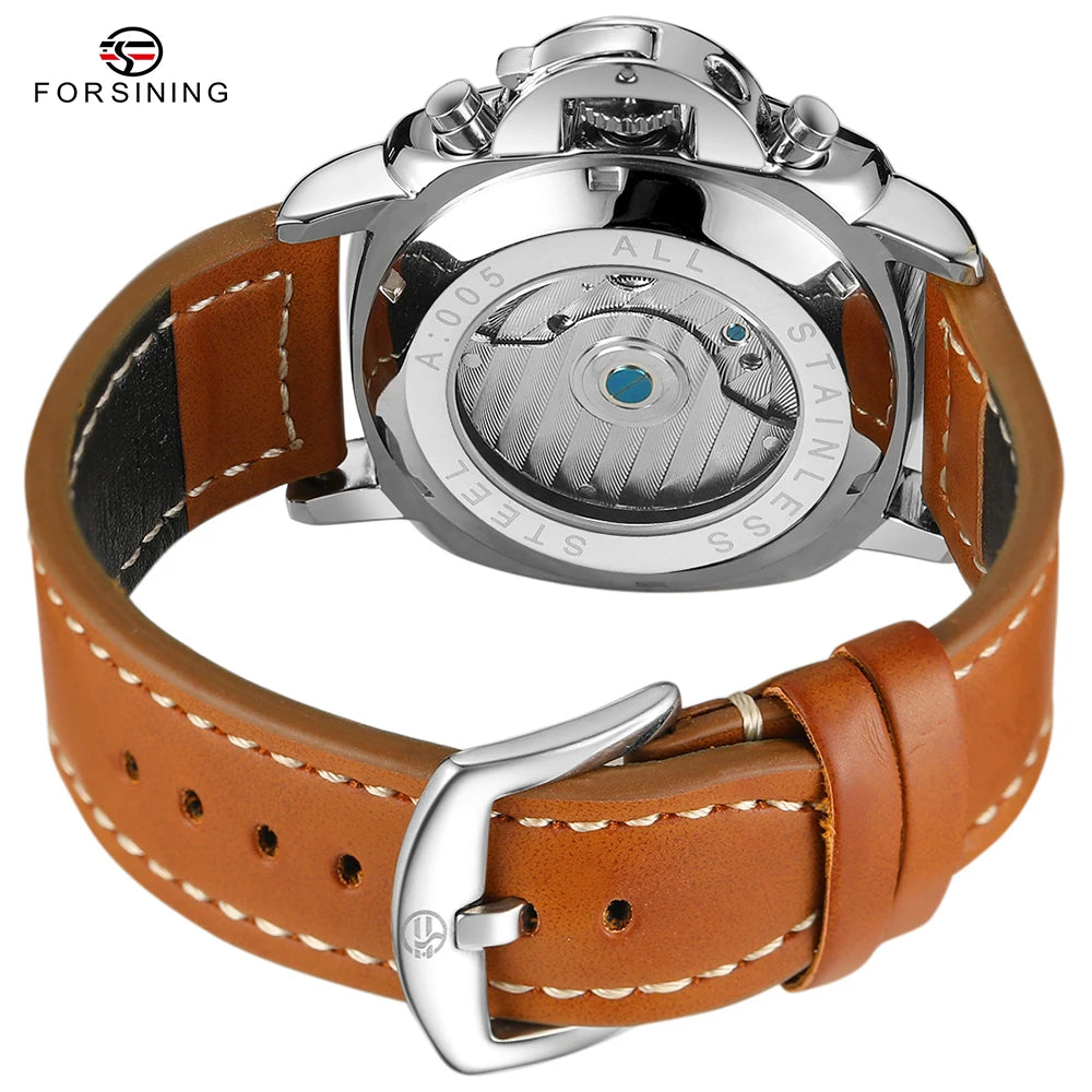 FORSINING Classic Men's Luxury Tourbillon Automatic Watch - Fashion Sport Luminous Retro Leather Wristwatch