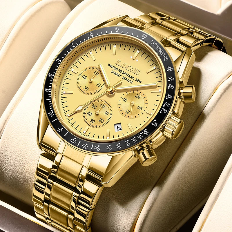 LIGE Titanium Pro - Full Steel Waterproof Business Chronograph