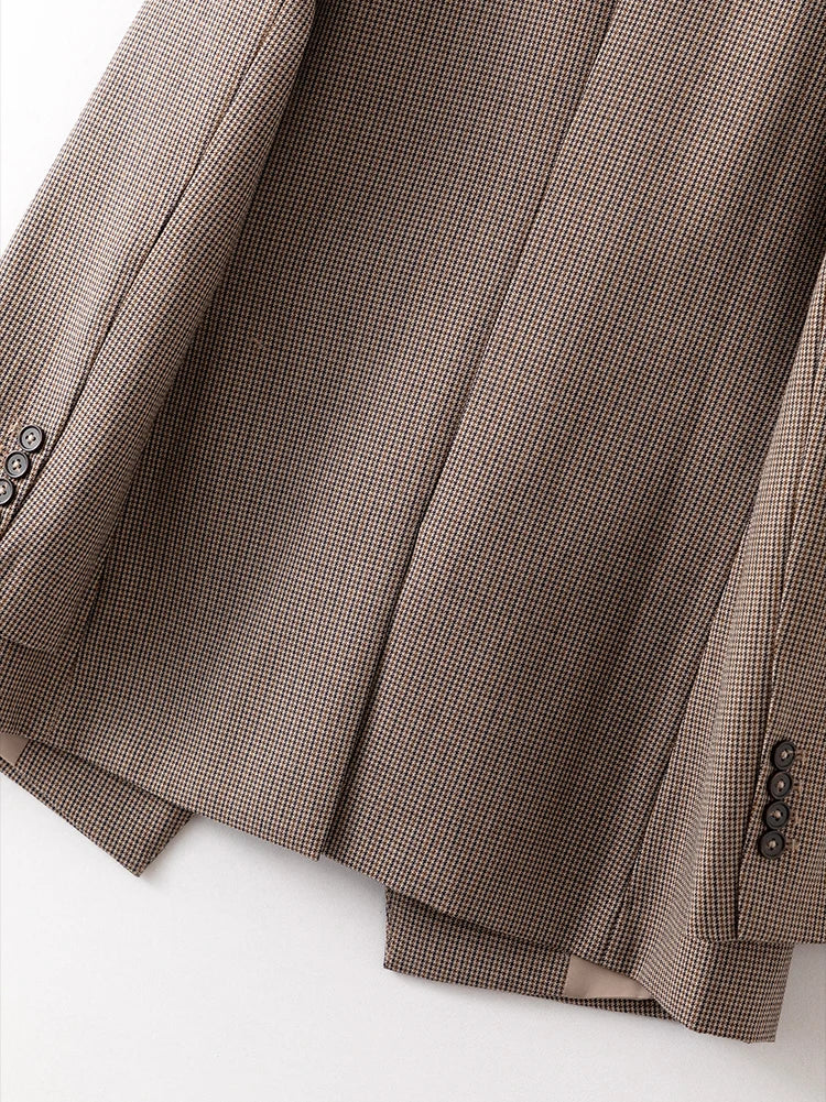 K1767L 50% Australian Clothes Wool Formal Blazers For Women Ladies Office Wear Business Suits Luxuy Houndstooth Clothing