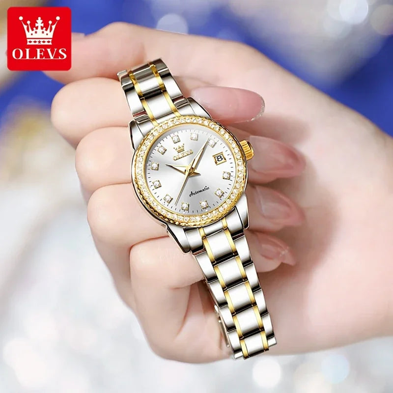 OLEVS-7003 Automatic Mechanical Watches Women Waterproof Luminous Calendar Women Wrist Watch Luxury Watch 2023