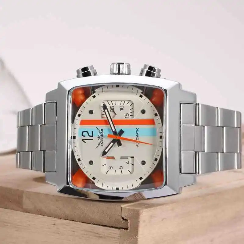 Jaragar Architect 569 - Retro Square Automatic Watch with Calendar Display