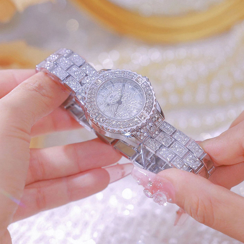 Luxury Diamond Watches For Women Fashion Dress Gold Women's Wristwatch Rhinestone Quartz Ladies Golden Stainless Steel Watch New