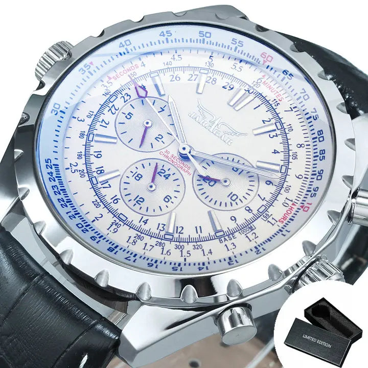 Jaragar Commander Military Automatic Watch - Triple Sub-Dial Tactical Chronograph