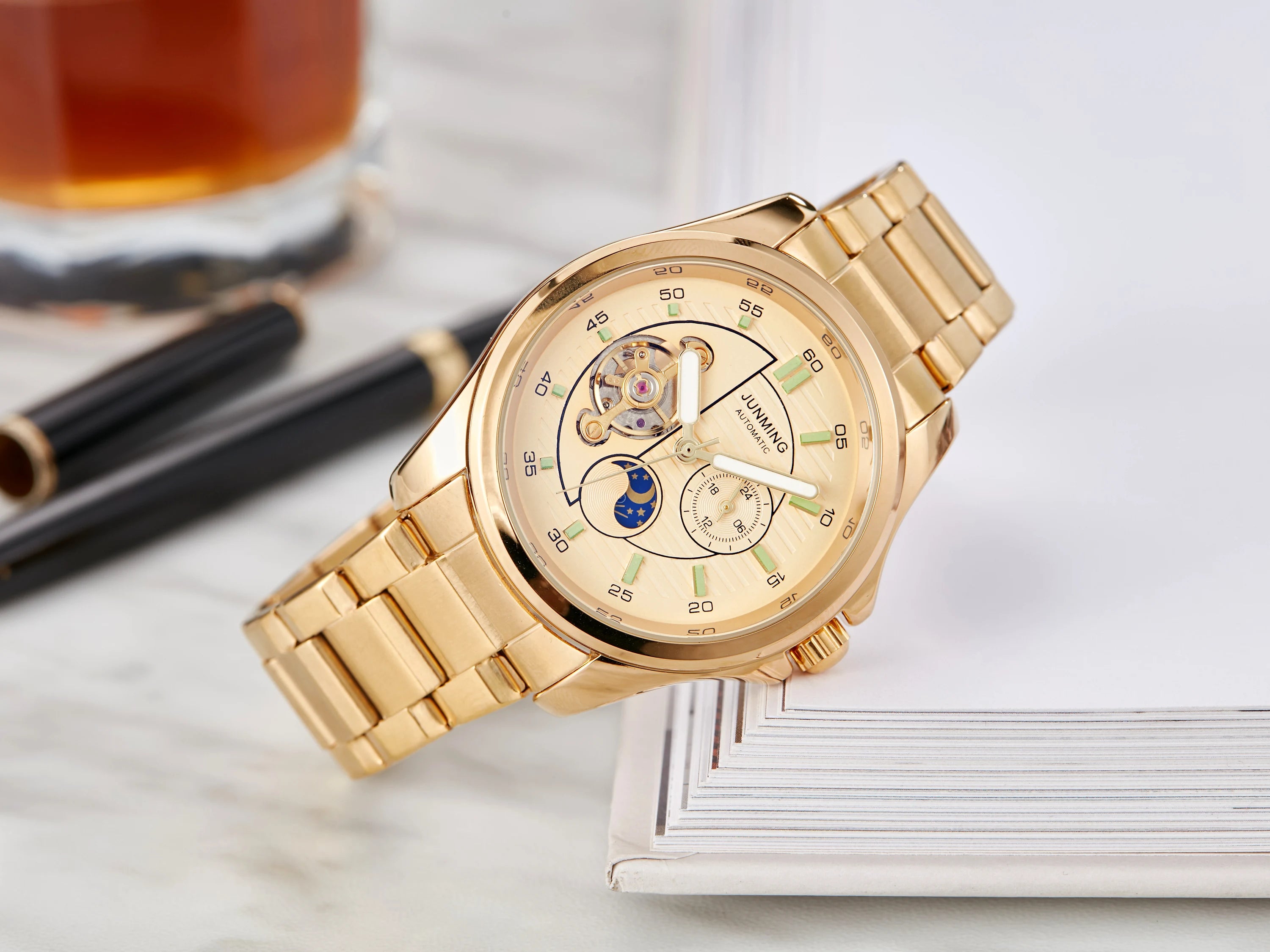 Skeleton Mechanical Watch Men's Top Brand Luxury Automatic Wristwatch Stainless Steel Band Sports Waterproof Male Reloj Gifts