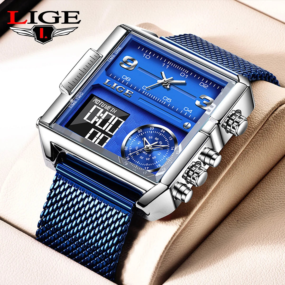 The Square Fusion - Luxury Dual Display Chronograph