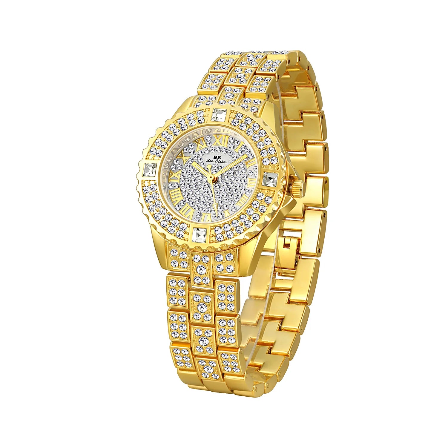 Luxury Diamond Watches For Women Fashion Dress Gold Women's Wristwatch Rhinestone Quartz Ladies Golden Stainless Steel Watch New