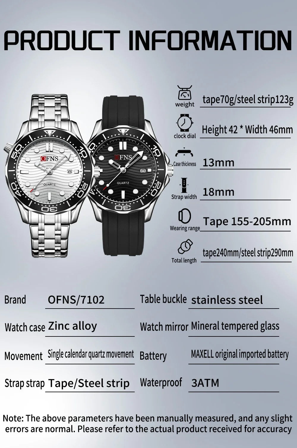OFNS 7102 Fashion Trendy Men's Watch with Rotating bezel Sports Waterproof Night Light Calendar Men's Quartz Watch