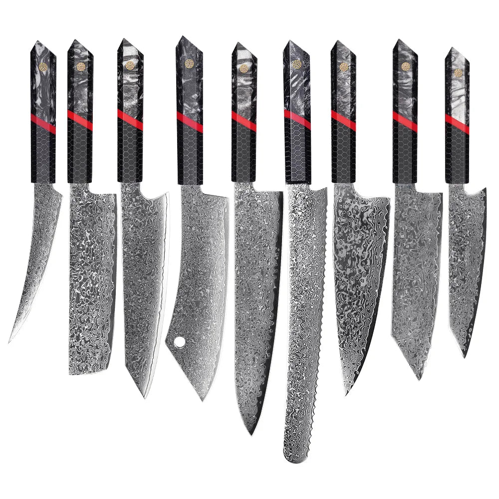 AMBER Kitchen Knife Set VG10  Damascus Steel Chef Knife Kitchen Accessories Professional Chef knives Cooking Tools