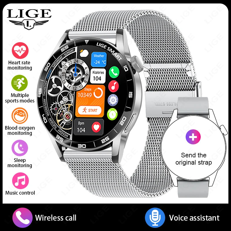 LIGE VoiceLink 2025 - Voice Calling HD Smartwatch IP68 Waterproof