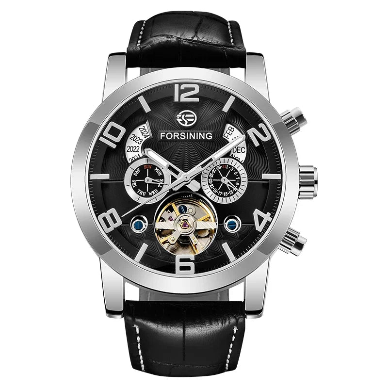 Automatic Tourbillon Sport Watch - Genuine Leather Military Casual Timepiece