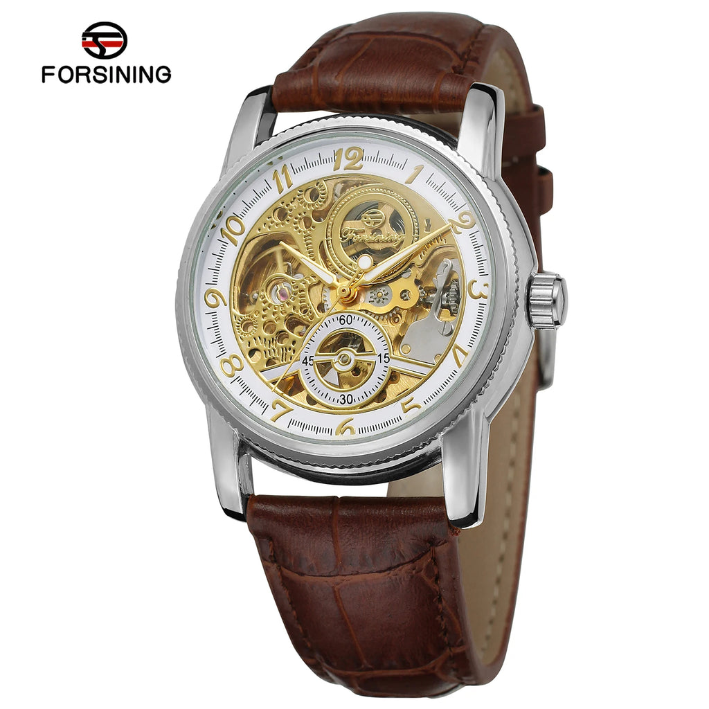 2025 Designer Luxury FORSINING Classic Mechanical Skeleton Man Watches Automatic Movement  Clock Waterproof Leather Wristwatch